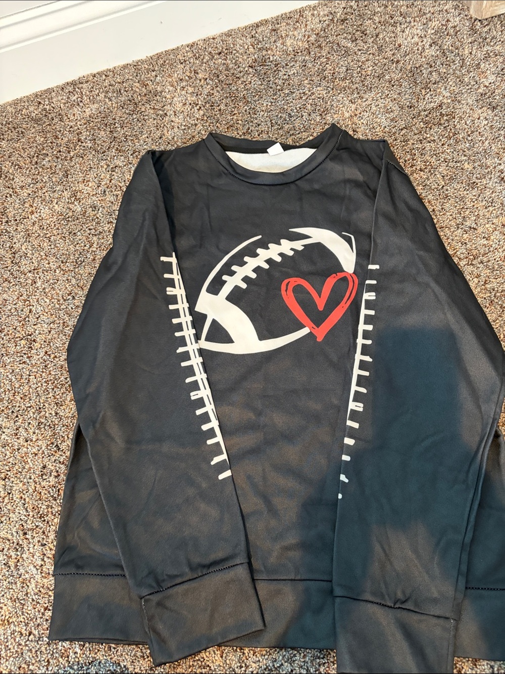Womens Black Football Heart Long-Sleeve Sweatshirt - brand new